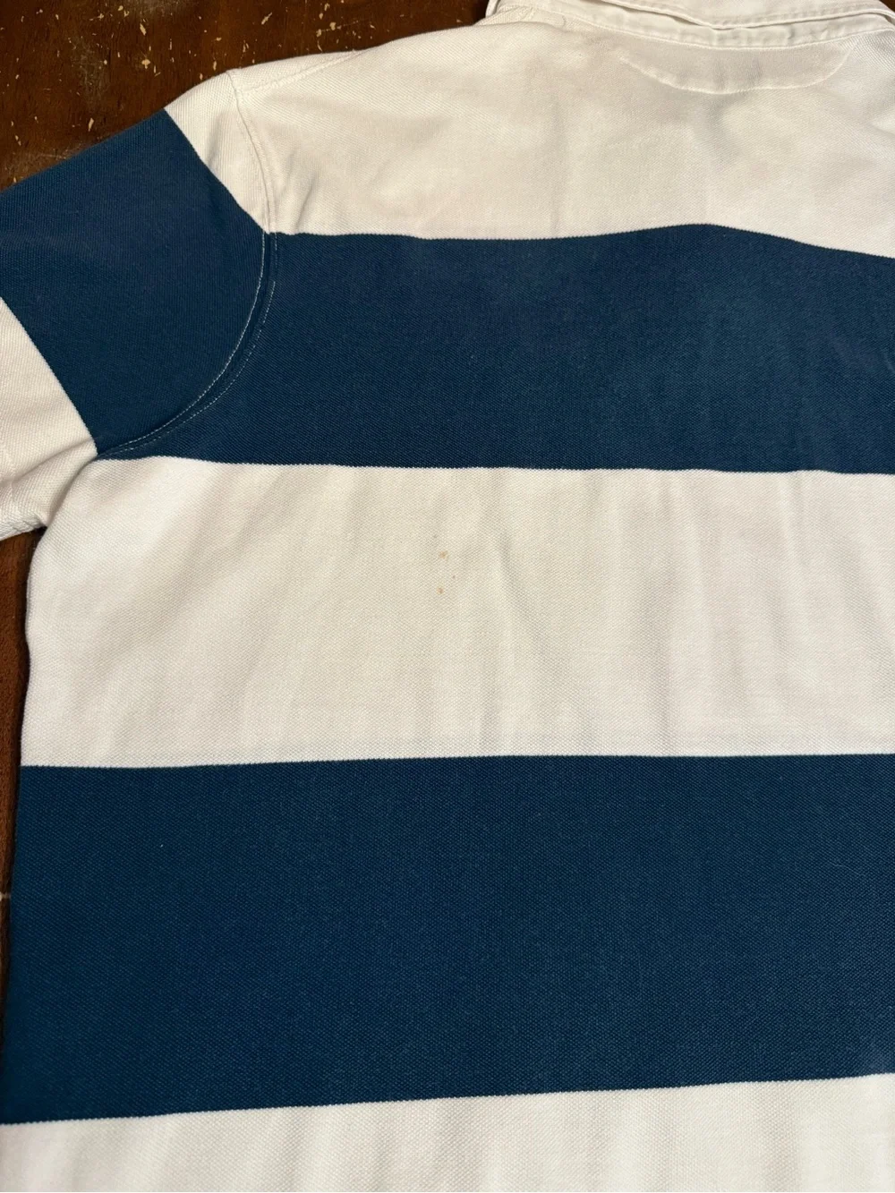 Polo Ralph Lauren Rugby Polo Shirt Men’s XL Custom Fit Navy White Stripe